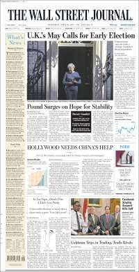 Trump y Theresa May en primeras planas del miércoles - portadas-19-abril-twsj