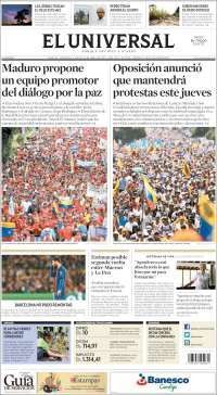 Duarte y Venezuela en primeras planas del jueves - portadas-20-abril-universal