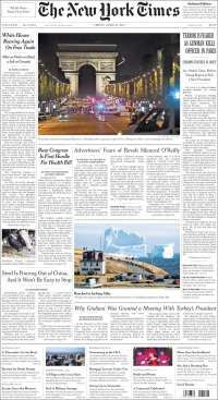 Duarte y ataque en París en primeras planas del viernes - portadas-21-abril-nyt