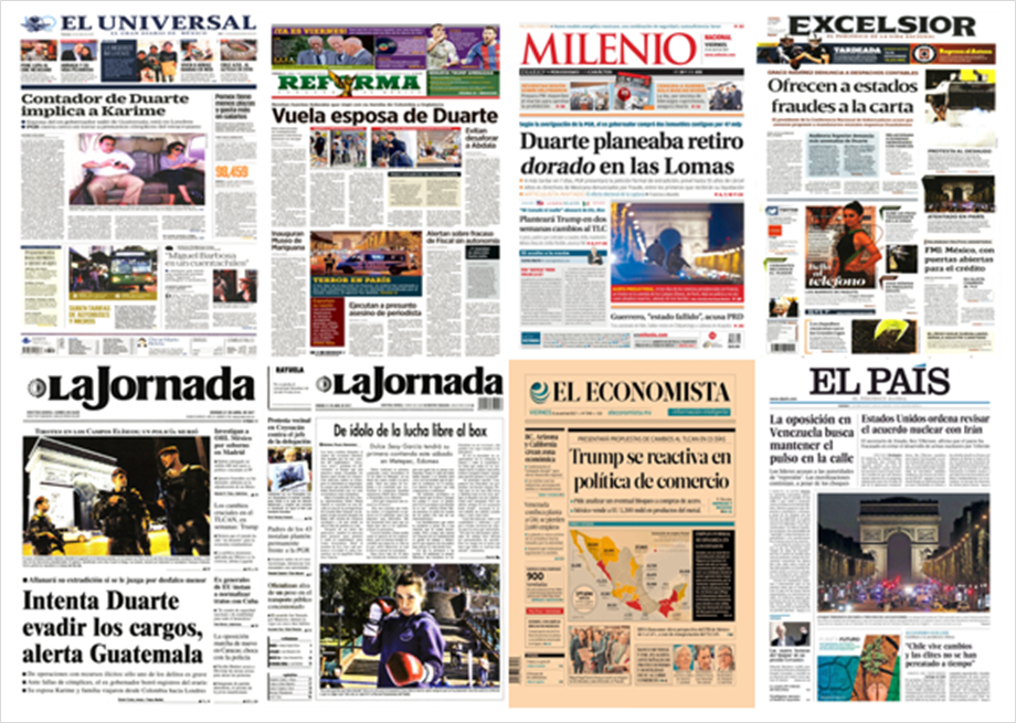 Duarte y ataque en París en primeras planas del viernes