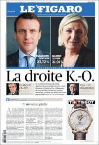 Elecciones en Francia acaparan las primeras planas del lunes - portadas-24-abril-lefigaro