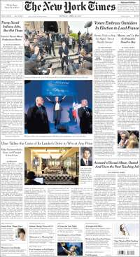 Elecciones en Francia acaparan las primeras planas del lunes - portadas-24-abril-nyt