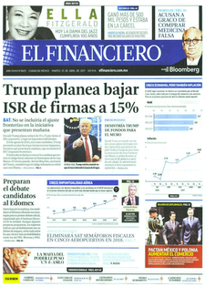 Trump en primeras planas del martes - portadas-25-abril-financiero