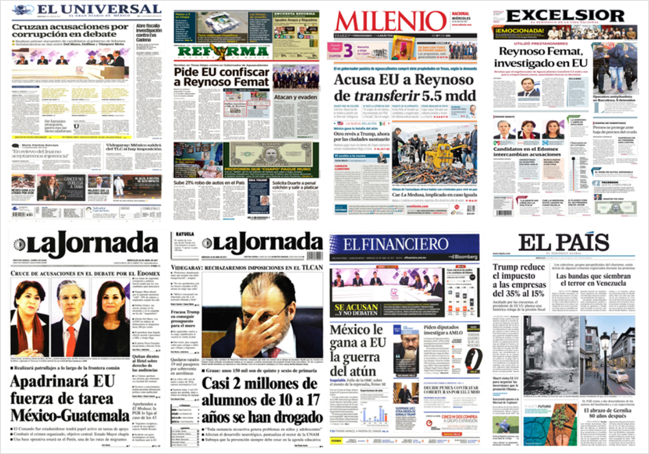 AMLO y Reynoso Femat en primeras planas del miércoles