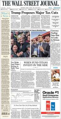 Trump y TLC en primeras planas del jueves - portadas-27-abril-twsj