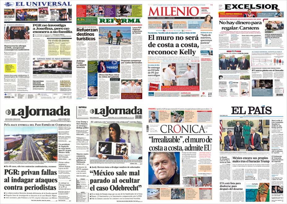 Muro fronterizo, Carstens y Trump en primeras planas