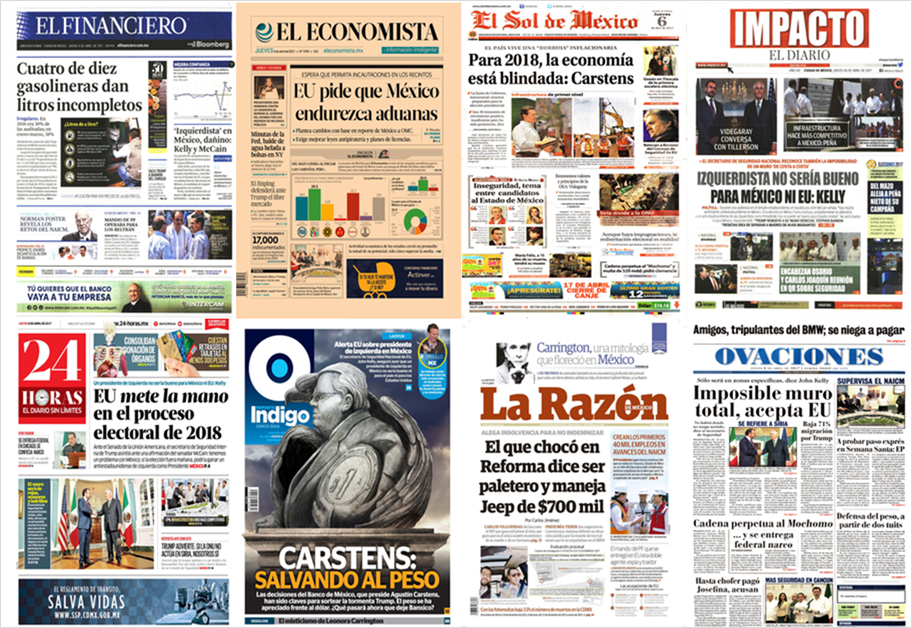 Muro fronterizo, Carstens y Trump en primeras planas - portadas-6-abril1