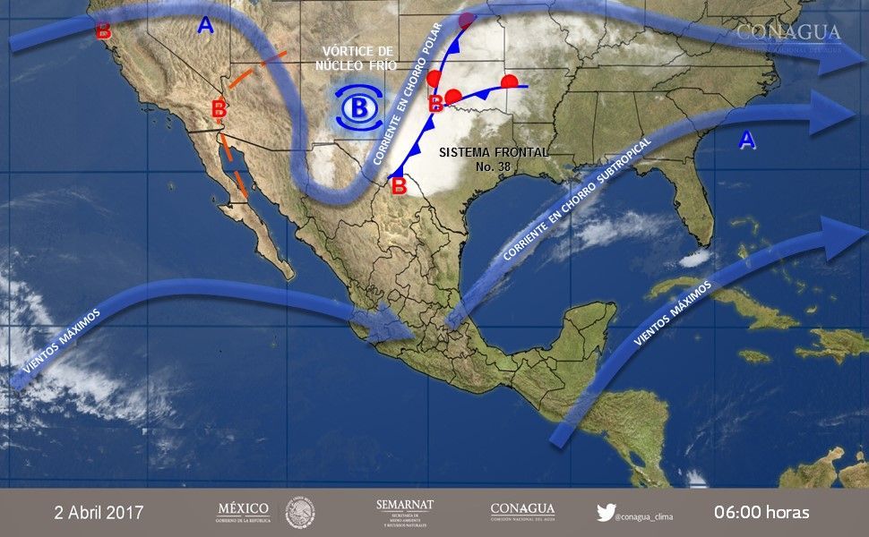 Frente frío 38 generará vientos fuertes en el norte y centro del país - pronostico-0204-2