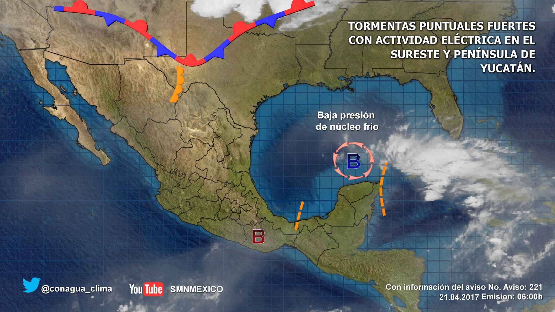 Tormentas fuertes afectarán el sureste del país - pronostico-2104