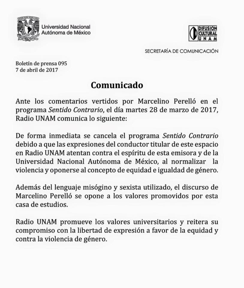 Cancelan programa en Radio UNAM por comentarios misóginos - radio-unam