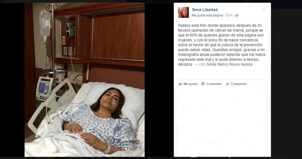 Tania Libertad enfrenta nueva lucha contra el cáncer - tania-libertad-1024x539