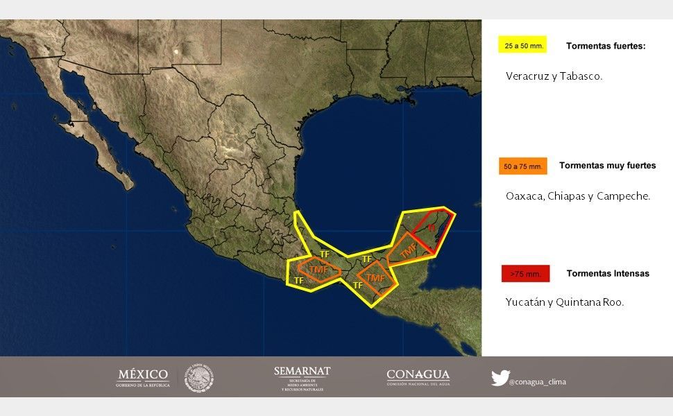 Tormentas fuertes afectarán el sureste del país - tormenntas