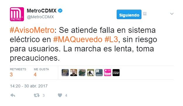 Falla la Línea 3 del Metro - tui-metro