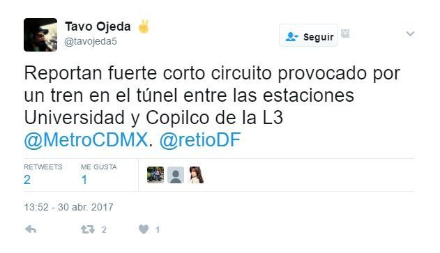 Falla la Línea 3 del Metro - tuit-copilco-4