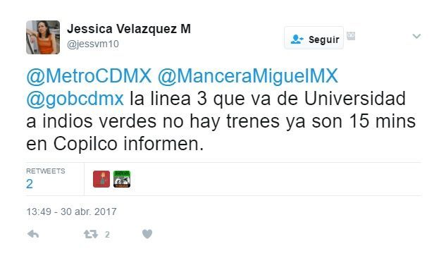 Falla la Línea 3 del Metro - tuit-copilco-6