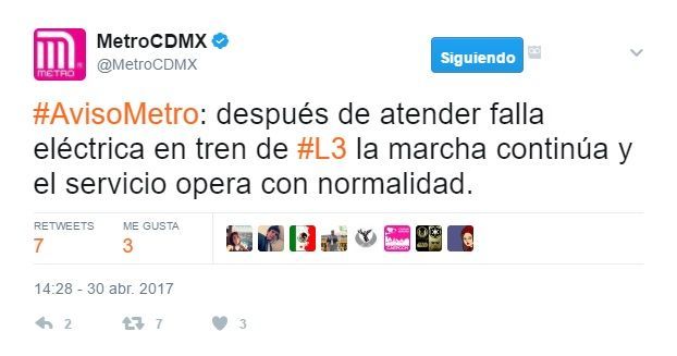Falla la Línea 3 del Metro - tuit-copilco-final