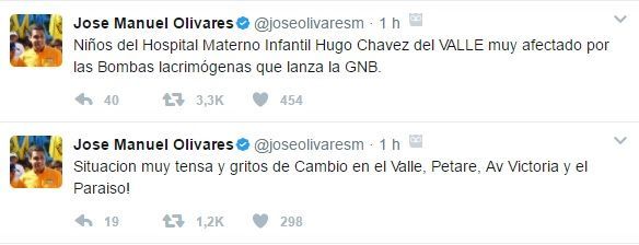 Grupo armado ataca hospital infantil en Caracas - tuit-jose-manuel-olivares