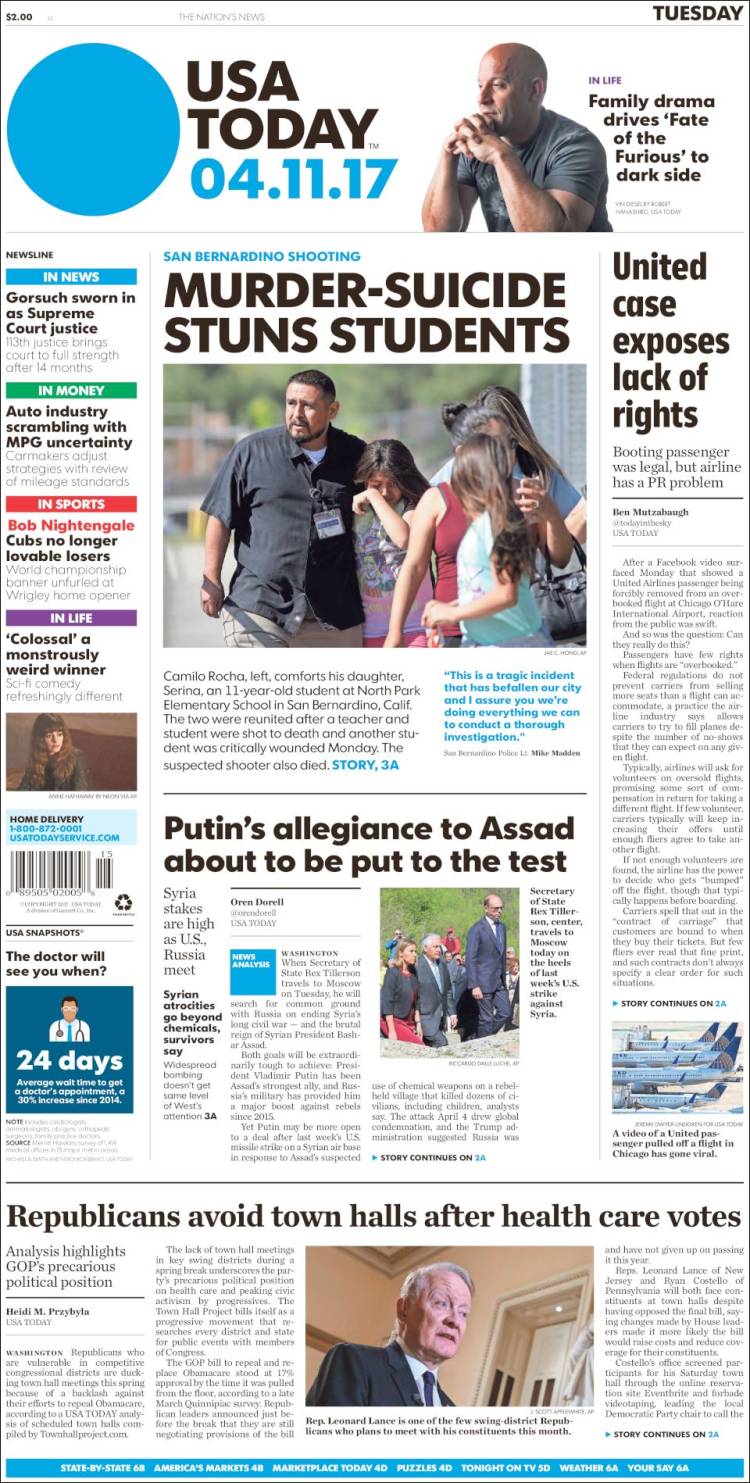 Empleos y Tomás Yarrington en las portadas del martes - usa-today