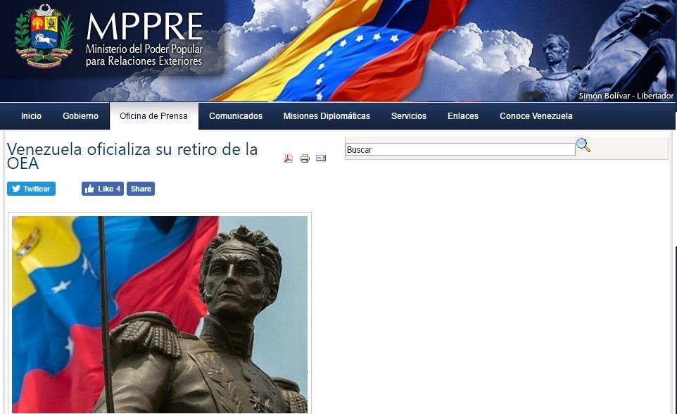 Venezuela pide formalmente abandonar la OEA - venexuela