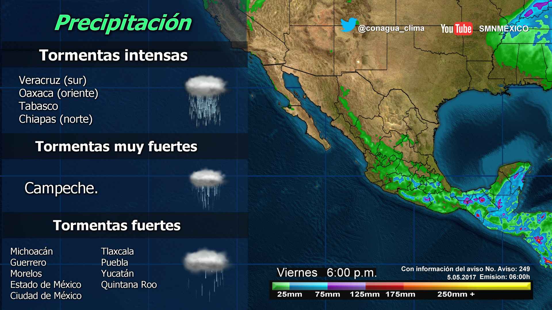Se esperan lluvias de diferente intensidad en la mayor parte del país - 0505