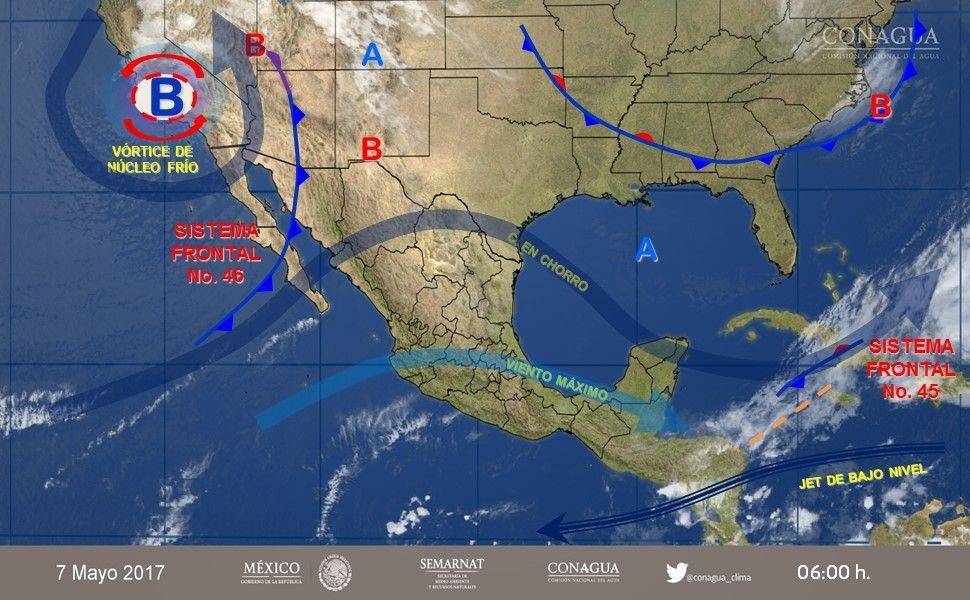 El frente frío 46 provocará vientos fuertes en el norte del país - 0705-2