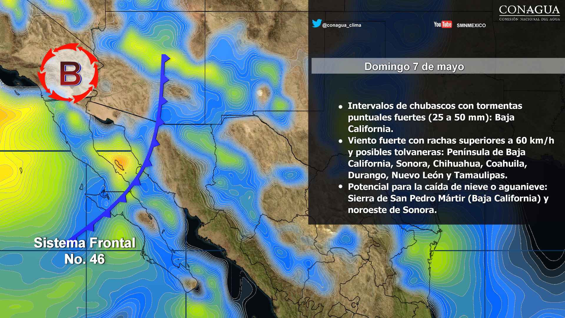 El frente frío 46 provocará vientos fuertes en el norte del país - 0705