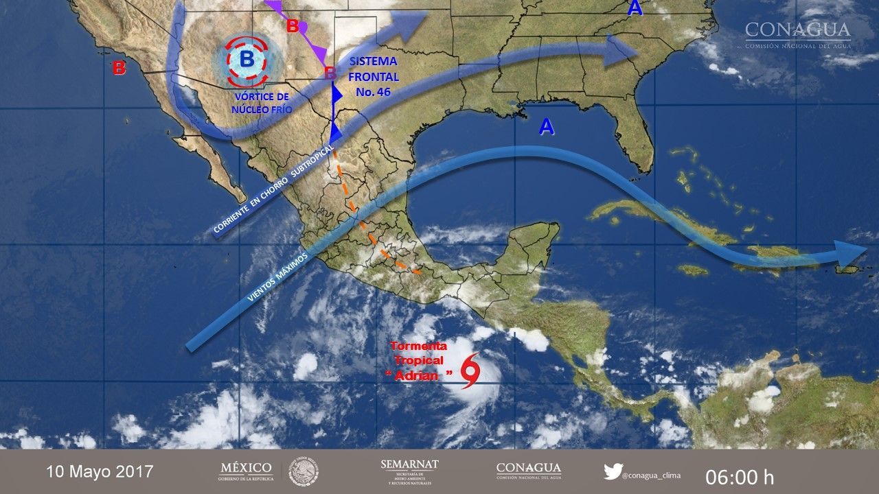 La tormenta tropical Adrián generará lluvias fuertes en Oaxaca y Chiapas - 1005-2
