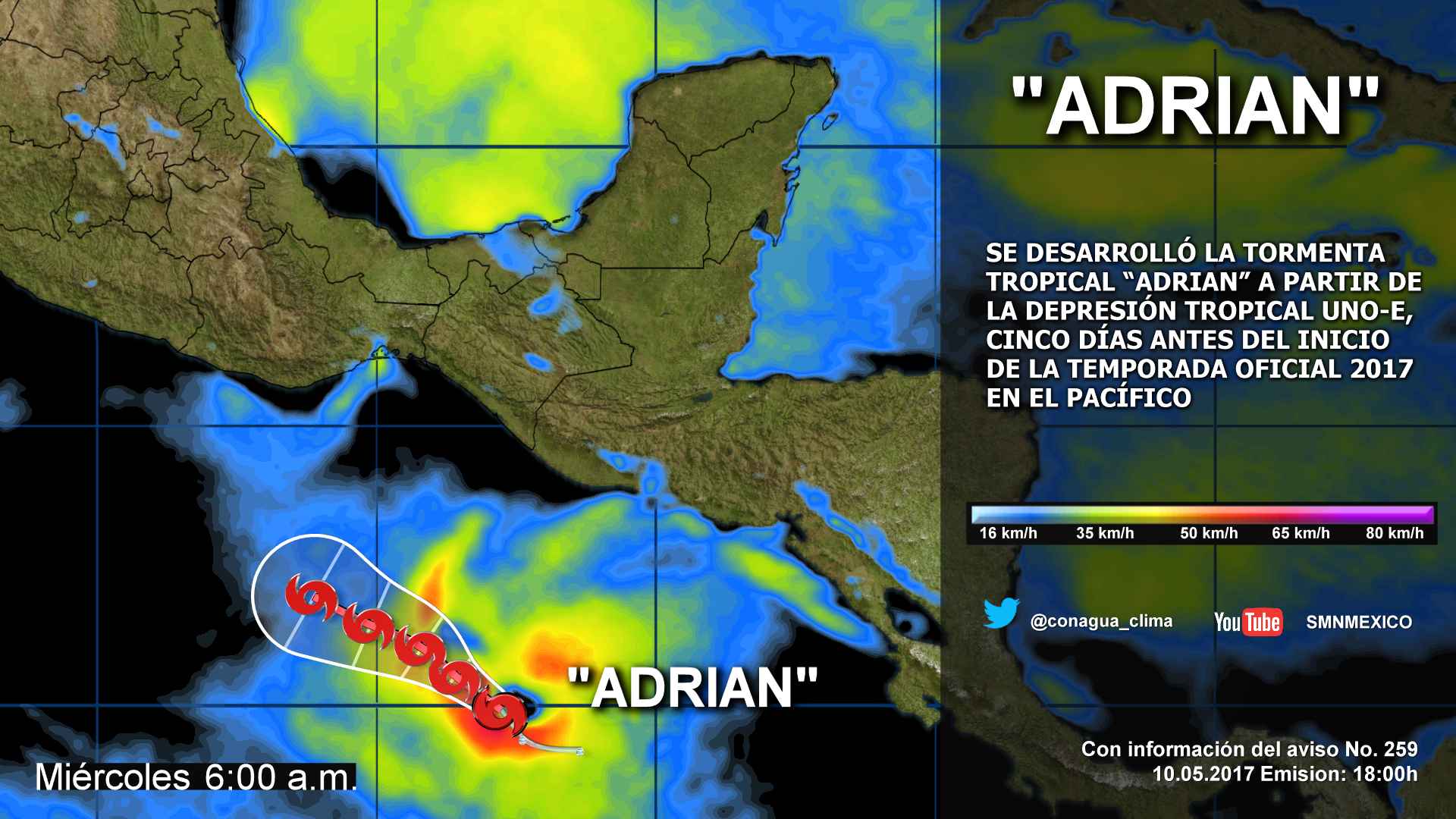 La tormenta tropical Adrián generará lluvias fuertes en Oaxaca y Chiapas - 1005