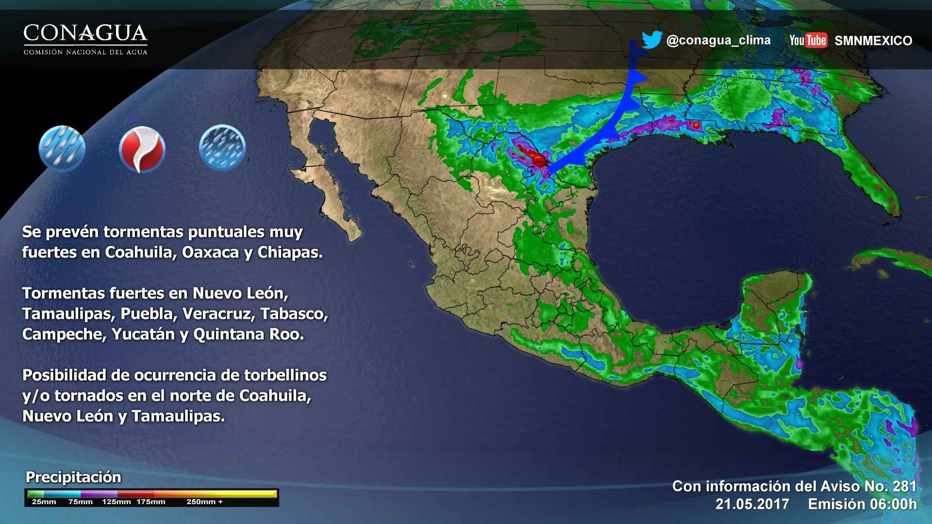 Tormentas afectarán a varios estados del país - 2105