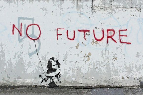 Banksy pinta mural sobre el Brexit - No-Future-Girl-Balloon-by-Banksy