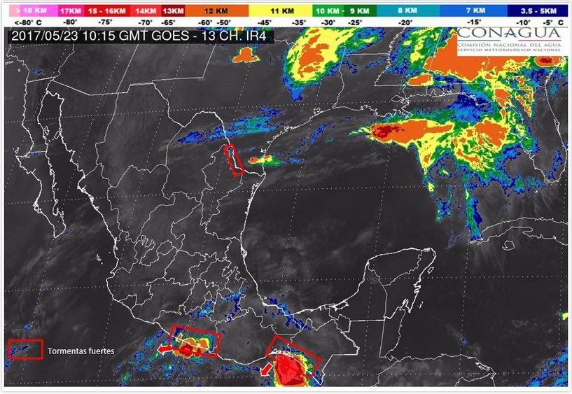 Pronostican tormentas fuertes en algunos estados del país - clima-23-may1
