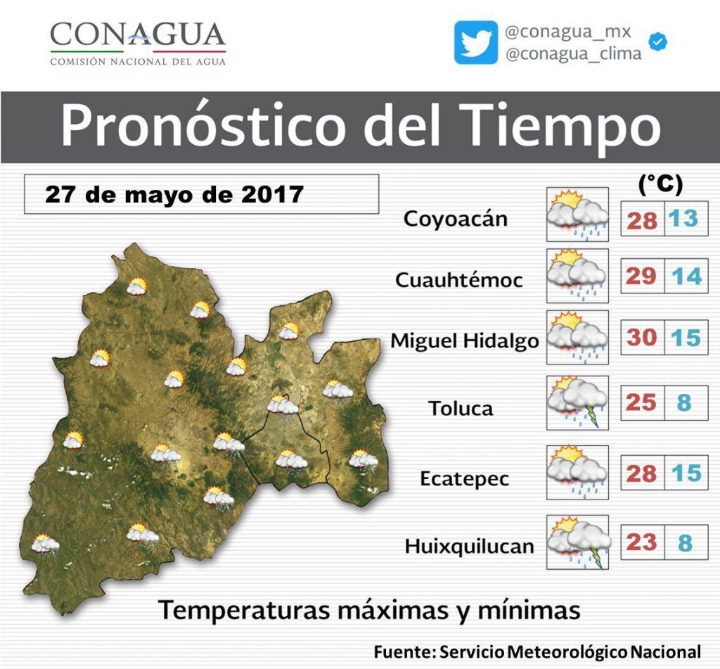 Pronostican lluvia y caída de granizo en el Valle de México - clima-27-may-cdmx-1024x951
