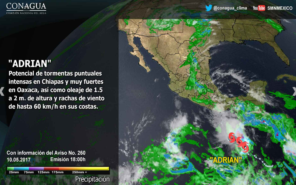 Depresión tropical Adrián intensifica sus efectos Depresión tropical Adrián intensifica sus efectos