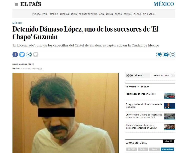 Reacciones internacionales ante la detención de ‘El Licenciado’ - dámaso-el-país