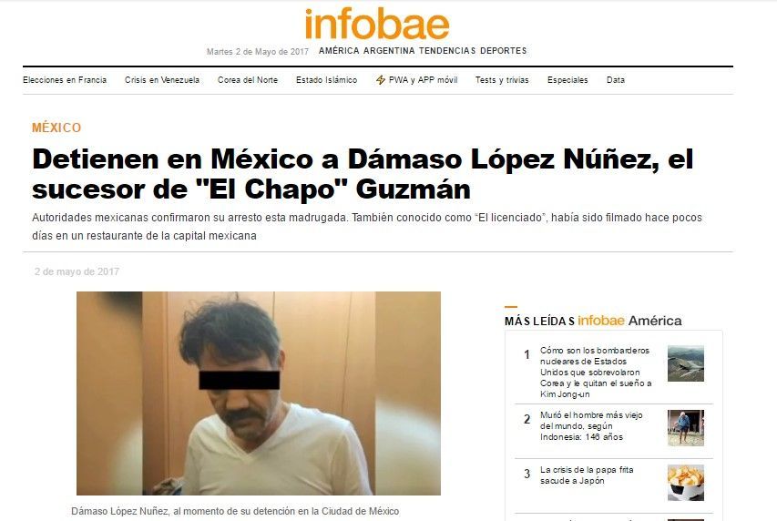 Reacciones internacionales ante la detención de ‘El Licenciado’ - dámaso-infobae