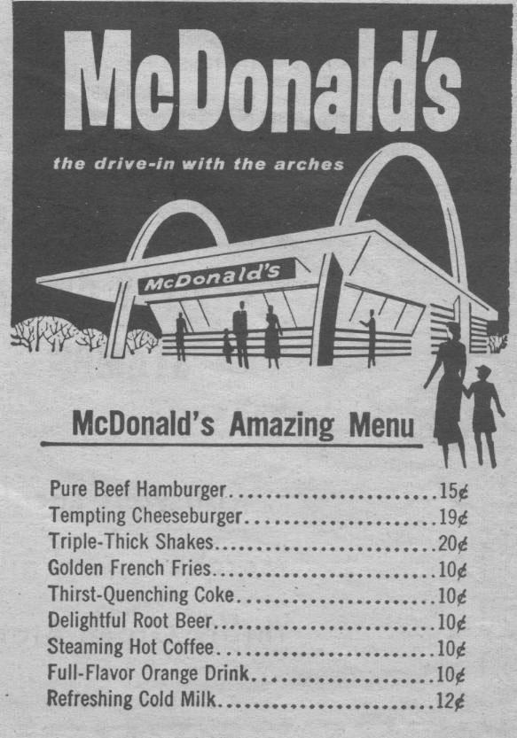 ¿Qué ofrecía McDonald's en su primer menú? - mcdonalds-menu