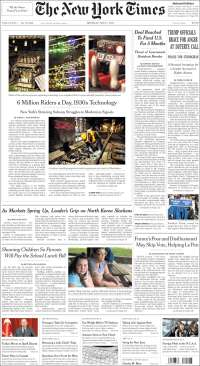 Economía mexicana y lluvias en EE.UU. en primeras planas del lunes - portadas-1-may-nyt