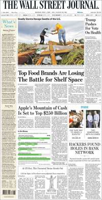 Economía mexicana y lluvias en EE.UU. en primeras planas del lunes - portadas-1-may-twsj