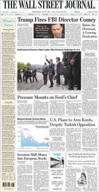 El debate y el exdirector del FBI en primeras planas - portadas-10-mayo-twsj