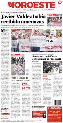 Javier Valdez y Trump en primeras planas - portadas-17-may-noroeste