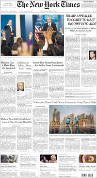 Javier Valdez y Trump en primeras planas - portadas-17-may-nyt