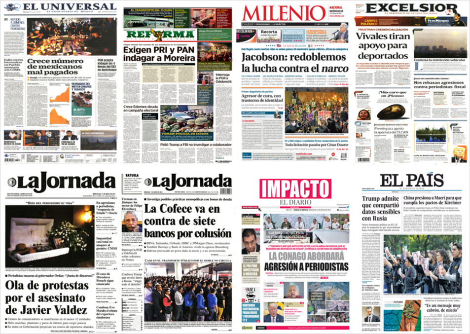 Javier Valdez y Trump en primeras planas