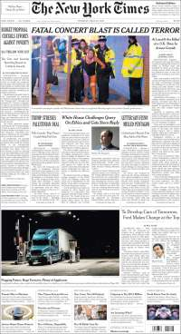 Ataque terrorista en Manchester acapara las primeras planas - portadas-23-may-nyt