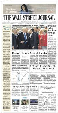 AMLO y Trump en primeras planas del viernes - portadas-26-may-twsj