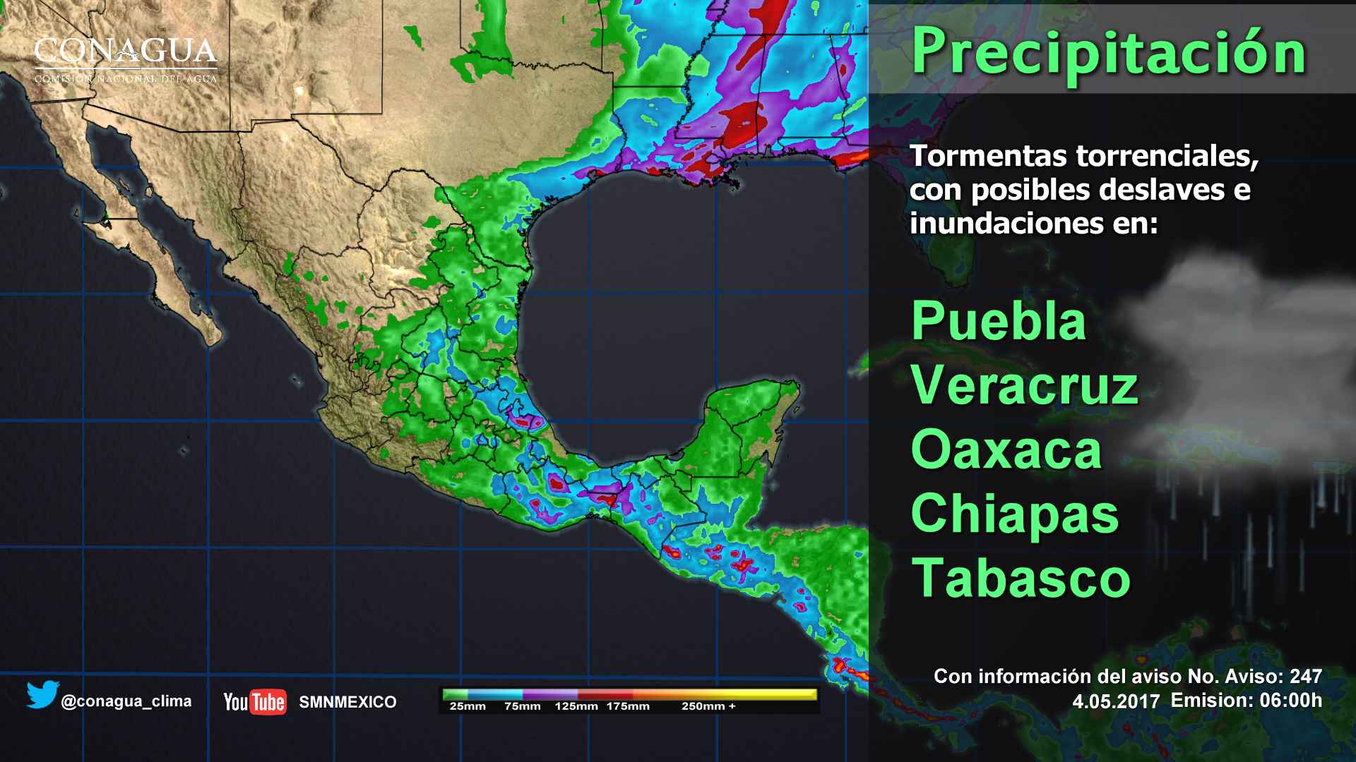 Tormentas torrenciales impactarán el oriente y sureste del país - pronostico-0405