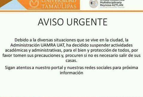 Suspenden clases en Reynosa luego de enfrentamientos - tamaulipas