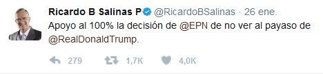 Acusan a Salinas Pliego de donar 250 mil dólares a Trump - tuit-salinas-pliego
