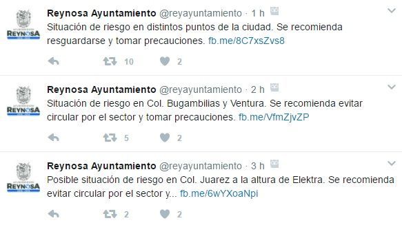 Por tercer día activan código rojo en Reynosa - tuits-reynosa