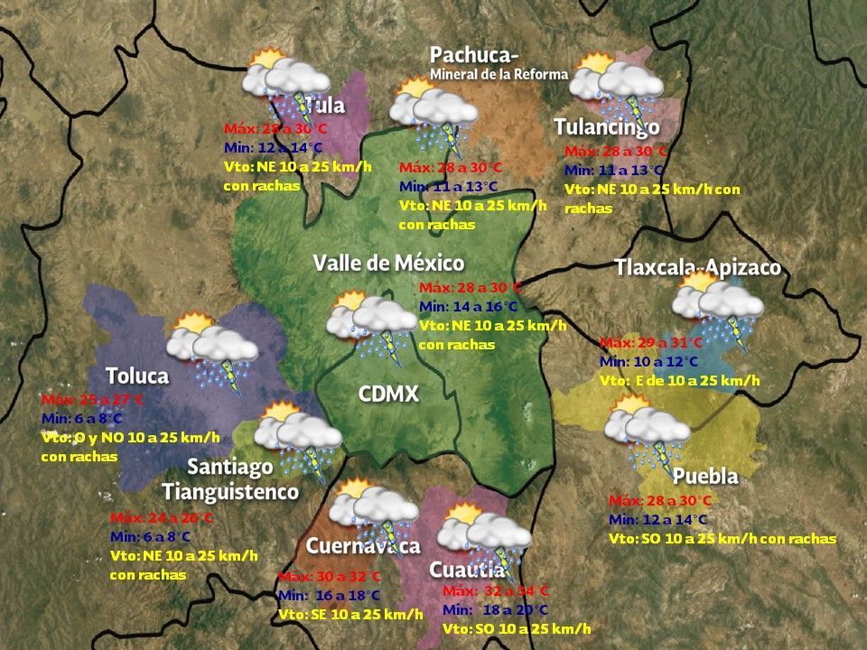 Tormentas afectarán el sur, centro y oriente del país - vdm-1205
