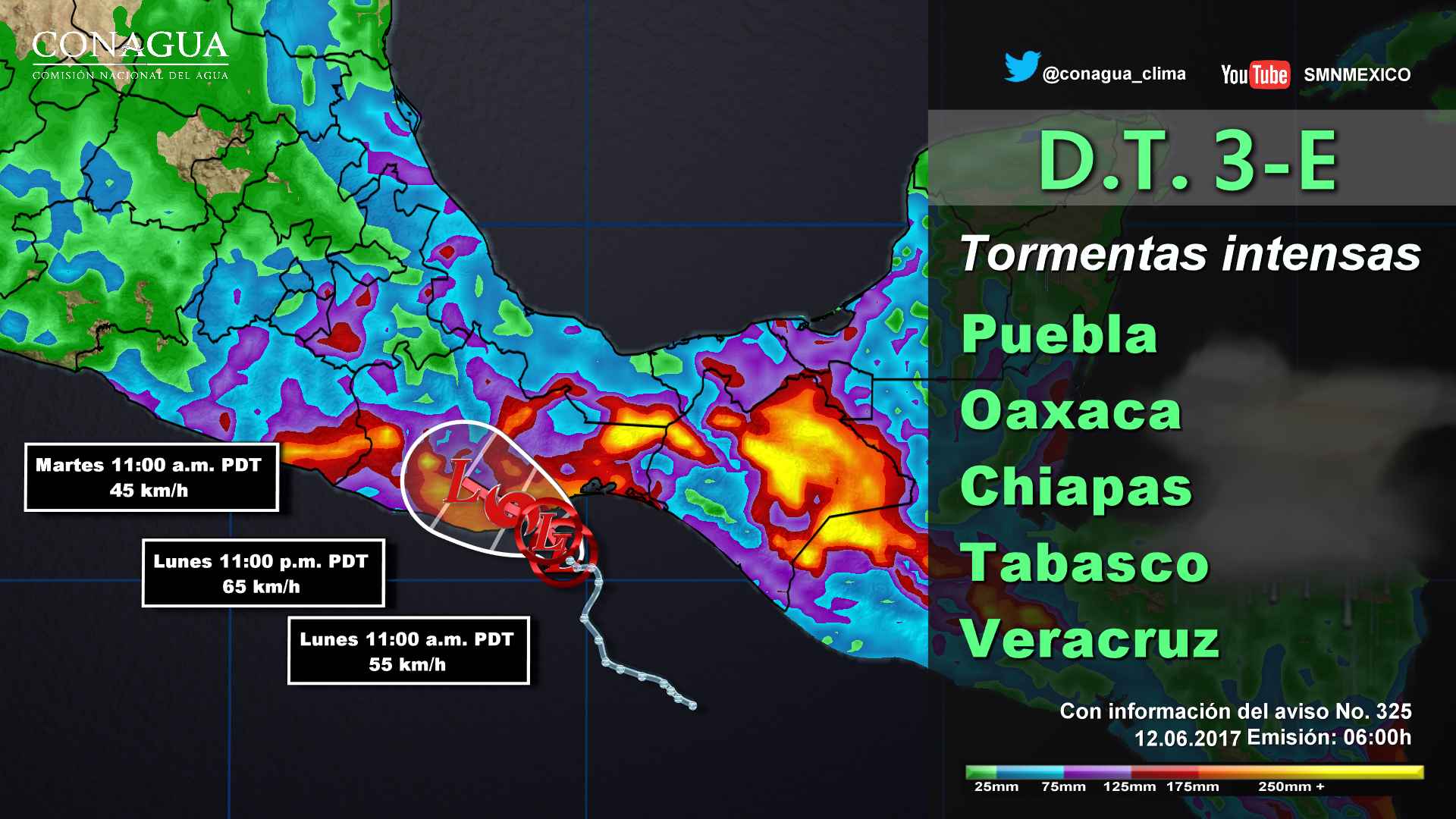 Calvin  continuará generando tormentas en el sur del país - 1306-2